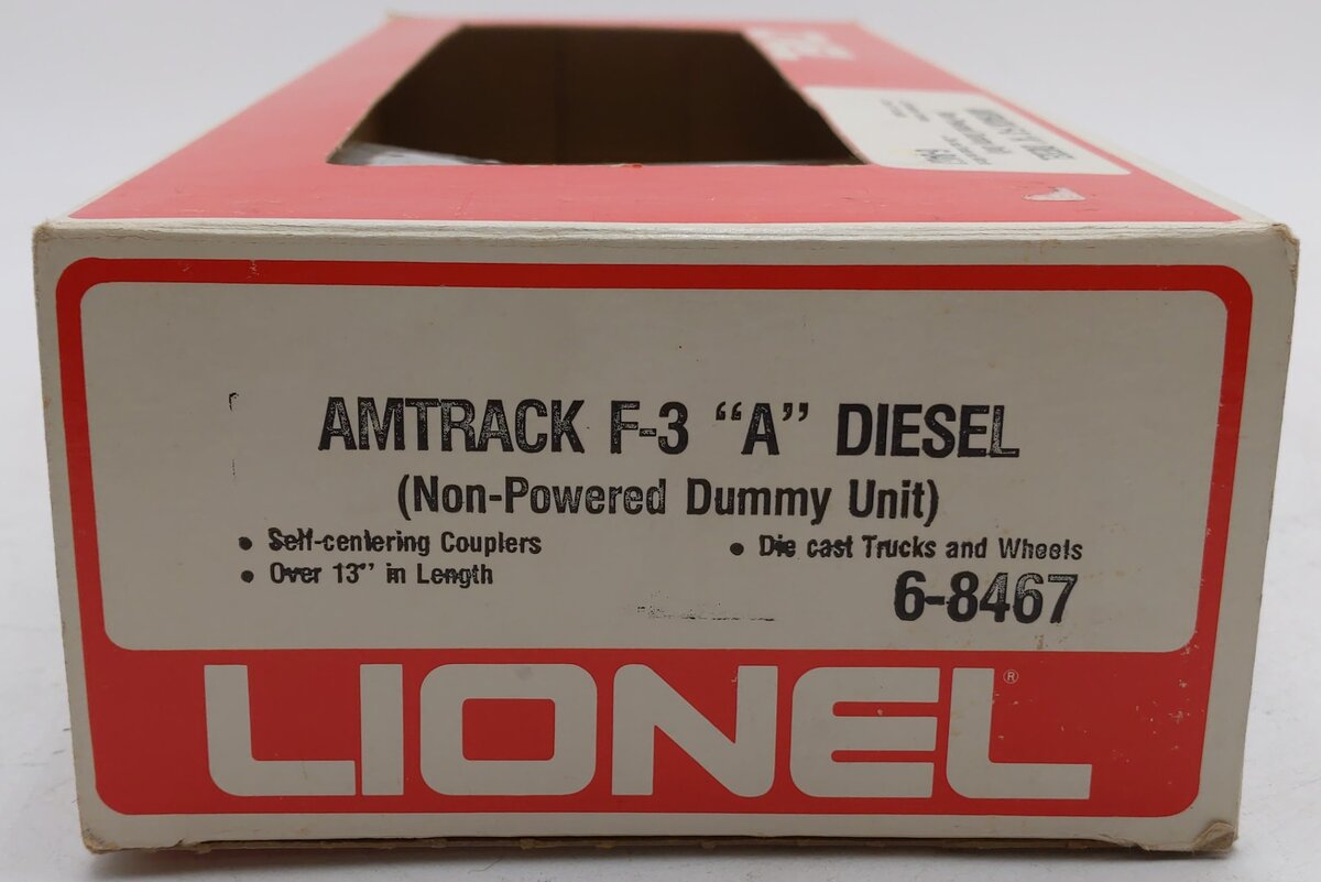 Lionel 6-8467 O Amtrak F3A Non-Powered Diesel Locomotive EX/Box