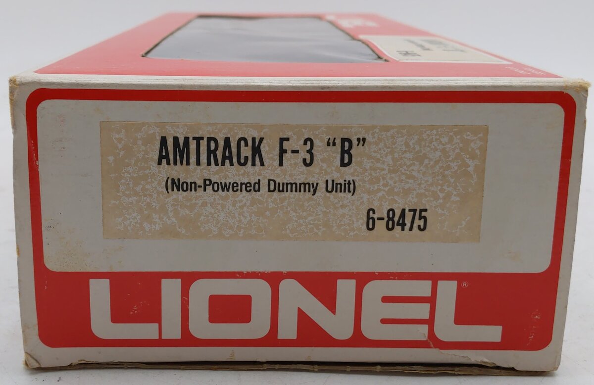 Lionel 6-8475 O Gauge Amtrak F3 Dummy B-Unit Diesel Locomotive EX/Box