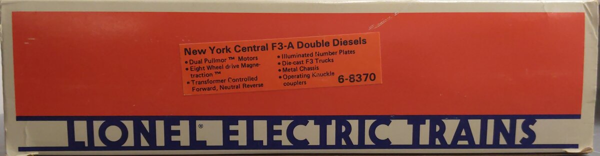 Lionel 6-8370 O Gauge New York Central F3 AA Diesel Locomotives #8372/#8370 EX/Box