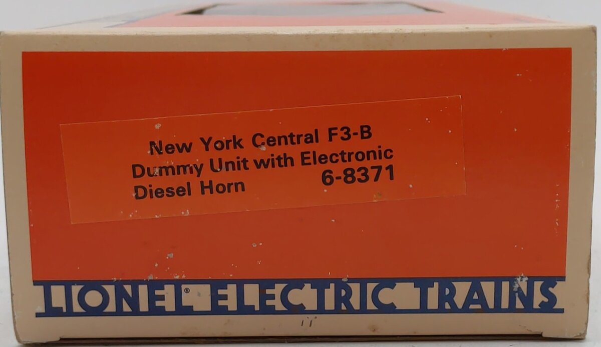 Lionel 6-8371 O New York Central F-3 B Unit Non- Pwd. Diesel Locomotive w/Horn EX/Box