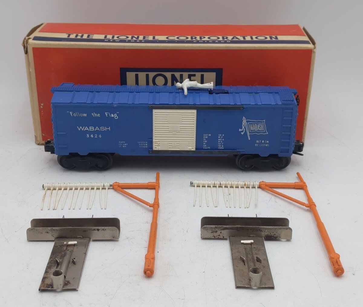 Lionel 3424 Vintage O Wabash Operating Brakeman Car with White Figure VG/Box