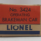 Lionel 3424 Vintage O Wabash Operating Brakeman Car with White Figure VG/Box