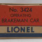 Lionel 3424 Vintage O Wabash Operating Brakeman Car with White Figure VG/Box