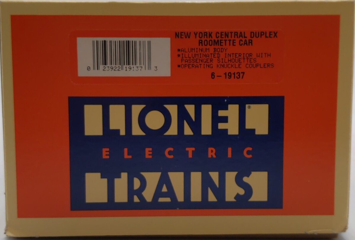 Lionel 6-19137 O Gauge New York Central "Dunkirk Harbor" Duplex Roomette Car LN/Box