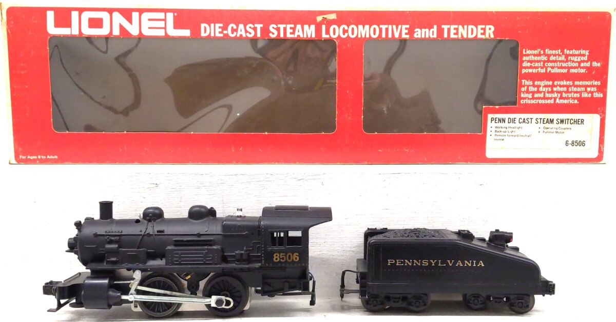 Lionel 6-8506 O Gauge Pennsylvania 0-4-0 Steam Switcher & Tender EX/Box