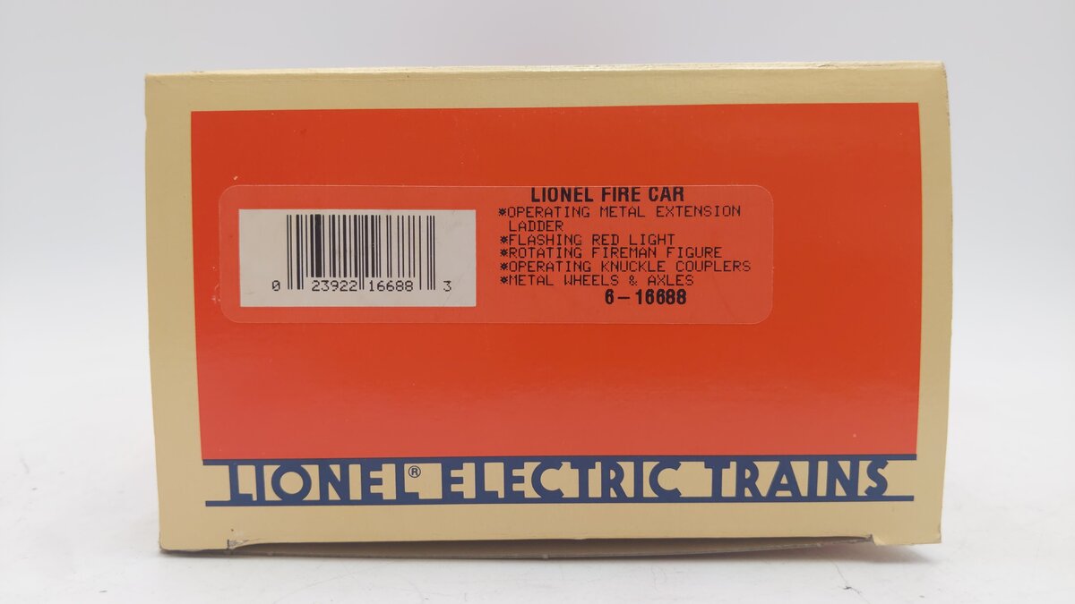 Lionel 6-16688 O Gauge Red Operating Fire Ladder Car EX/Box