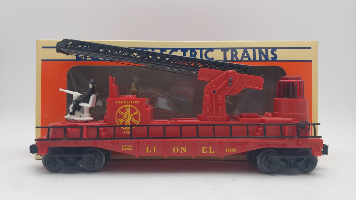 Lionel 6-16688 O Gauge Red Operating Fire Ladder Car EX/Box