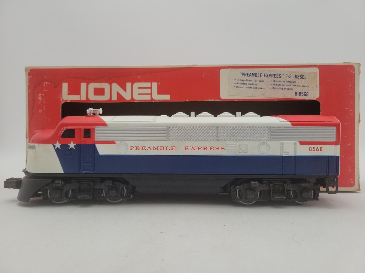 Lionel 6-8568 O Gauge Preamble Express F3 A Diesel Locomotive #8568 EX/Box