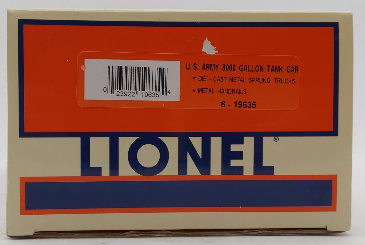 Lionel 6-19635 O Gauge U.S Army 8000 Gallon Tank Car #10936 LN/Box