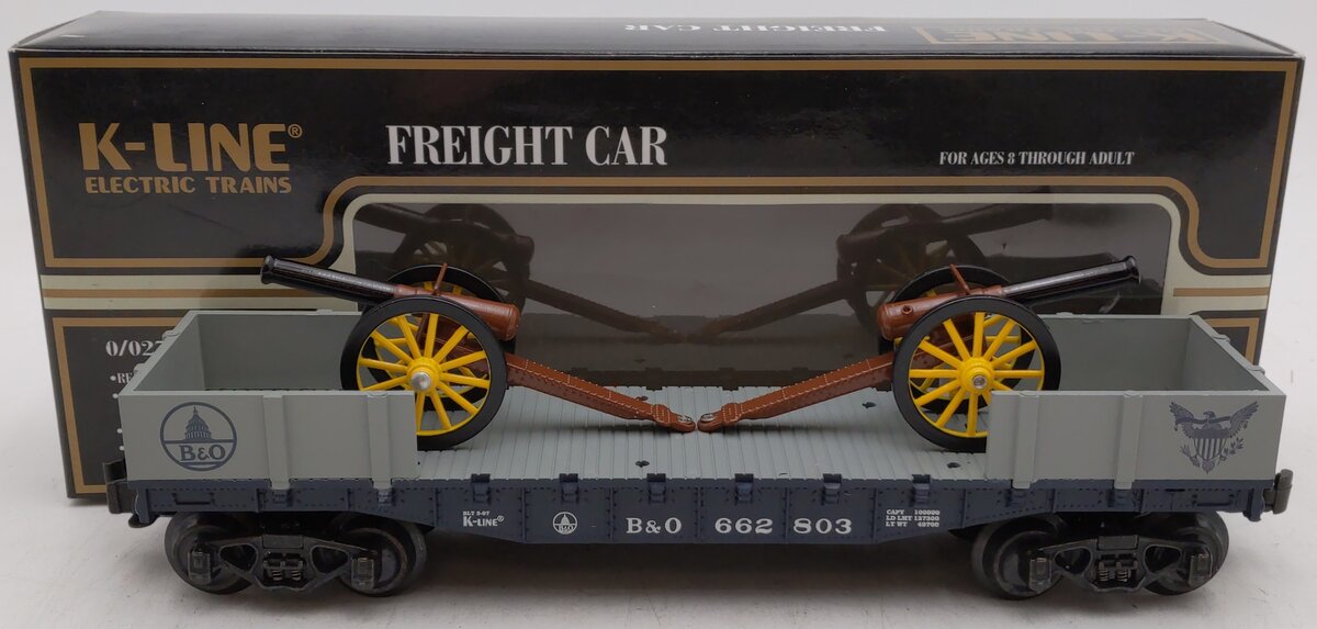 K-Line K662803 O Gauge Baltimore & Ohio Cannon Car EX/Box