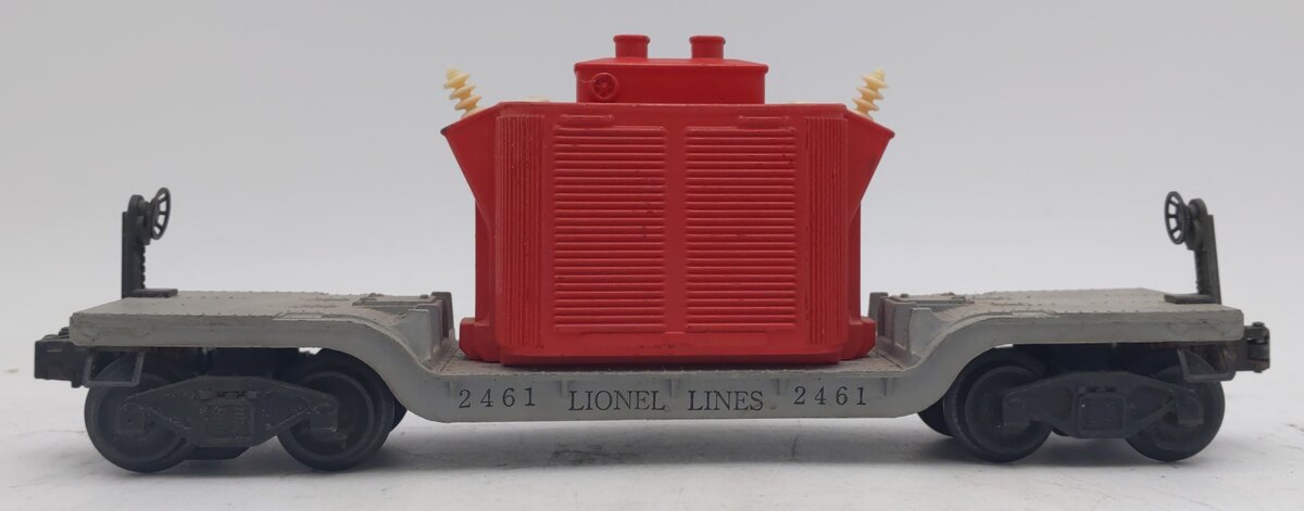 Lionel 2461 Vintage O Postwar Die-cast Flatcar w/ Red Transformer VG