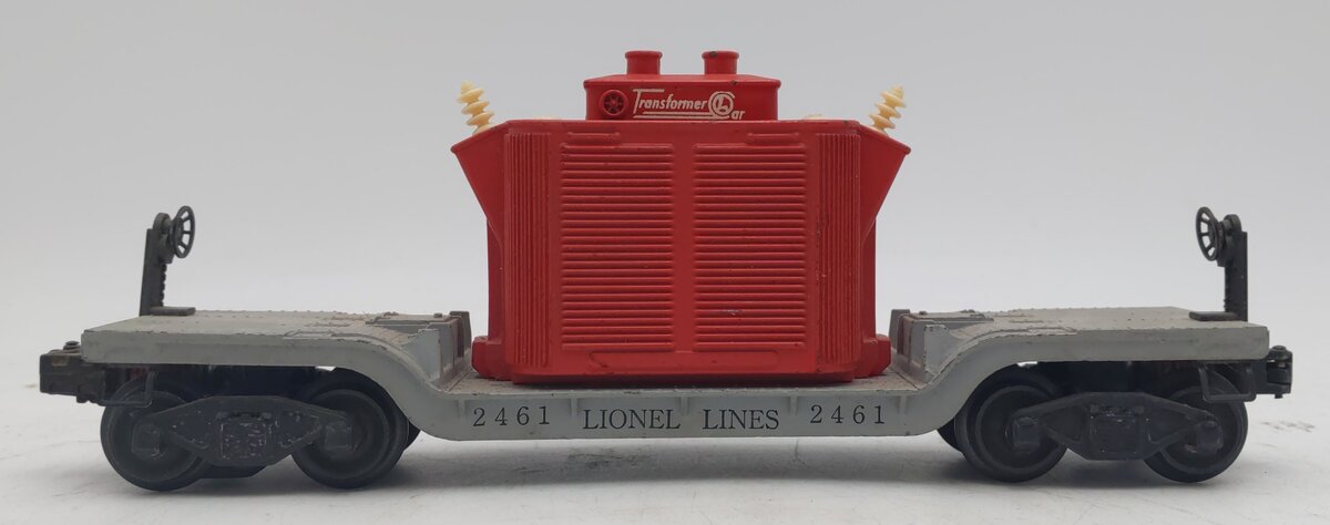 Lionel 2461 Vintage O Postwar Die-cast Flatcar w/ Red Transformer VG