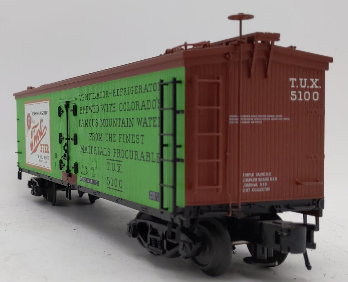 Atlas 6728-1 O Gauge Tivoli Beer 40' Woodside Refrigerator Car #5100 (3 Rail) NIB