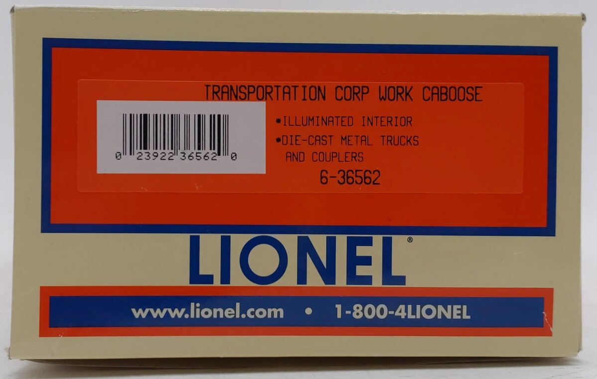 Lionel 6-36562 O Gauge Transportation Corp Work Caboose EX/Box