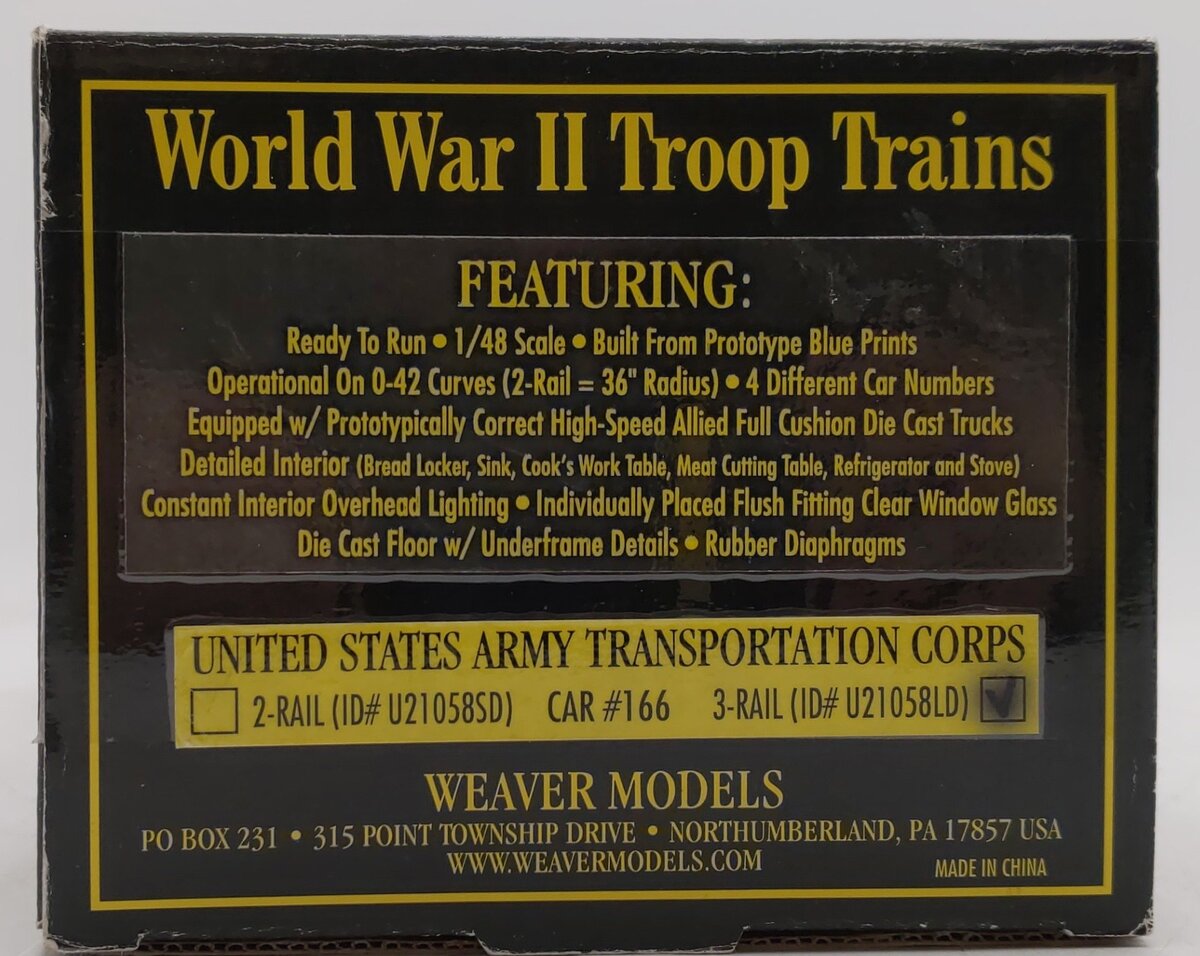 Weaver U21058 US Transportation Corps Sleeper LN/Box