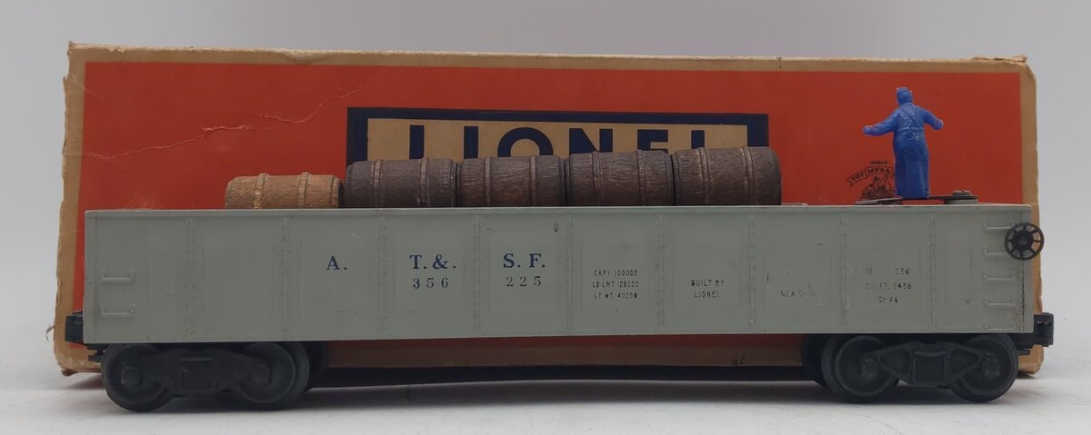 Lionel 3562-25 Vintage O Gray AT&SF Operating Barrel Car with Blue Letters VG/Box