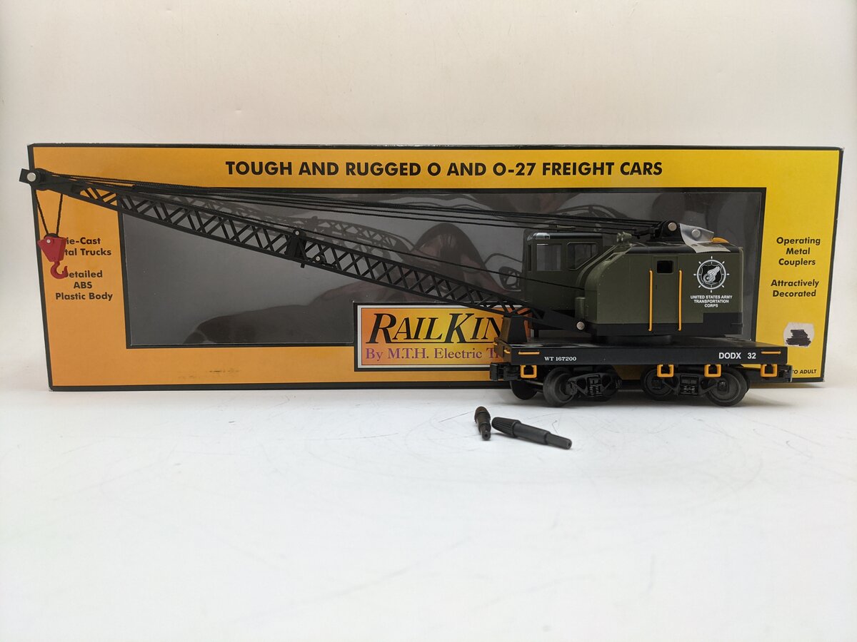 MTH 30-79128 O Gauge American Crane Car (U.S. Army) EX/Box