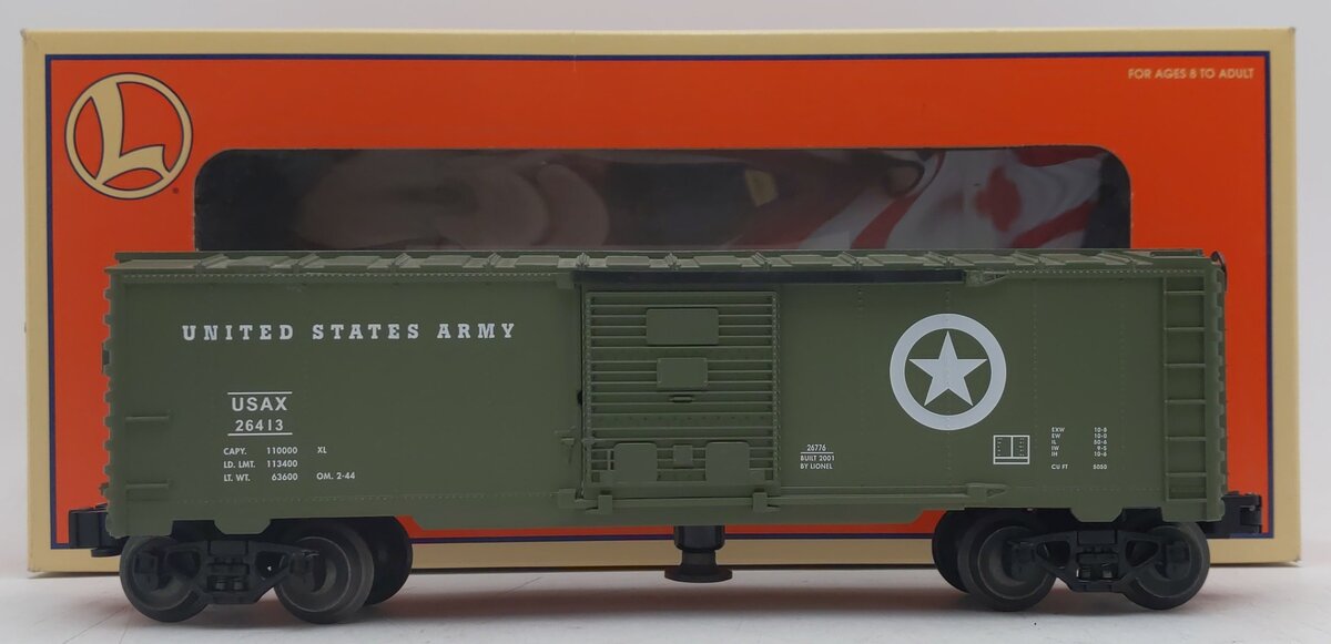 Lionel 6-26776 O Gauge US Army Operating Boxcar #26413 LN/Box
