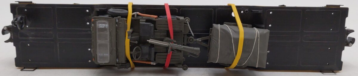 RMT 96699-035 O Gauge RMTX Flatcar w/ Custom U.S Army Jeep #20105 EX/Box