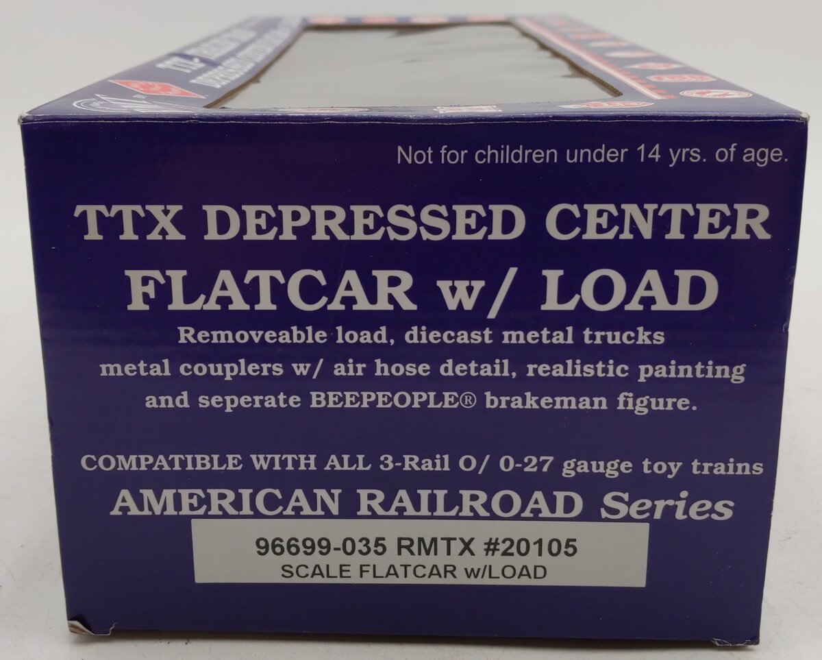 RMT 96699-035 O Gauge RMTX Flatcar w/ Custom U.S Army Jeep #20105 EX/Box
