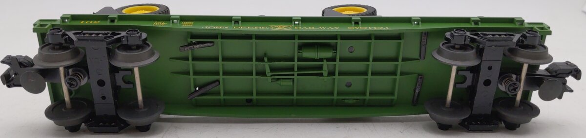 MTH 30-7028B O Gauge John Deere Flatcar w/ Model A Tractors #102 EX