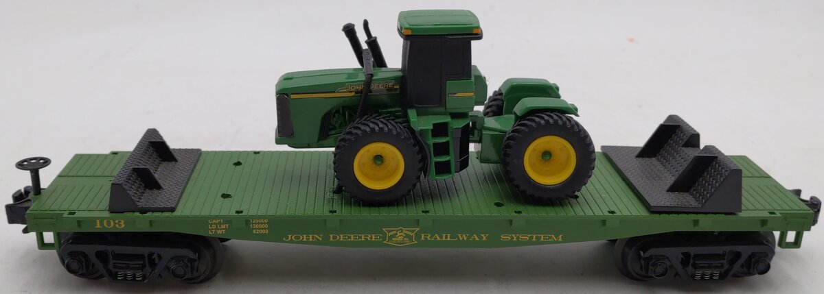 MTH 30-7028C O Gauge John Deere Flat Car w/ Custom Load #103 EX