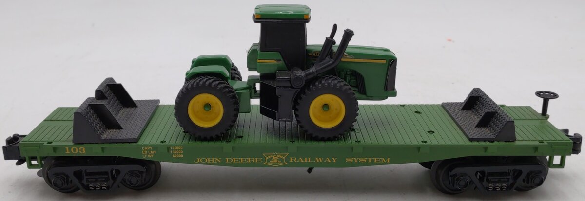 MTH 30-7028C O Gauge John Deere Flat Car w/ Custom Load #103 EX
