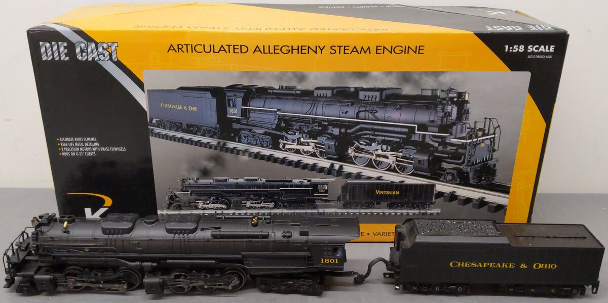 K-Line K3715-1601S O Gauge C&O Allegheny Steam Locomotive & Tender #1601 EX/Box