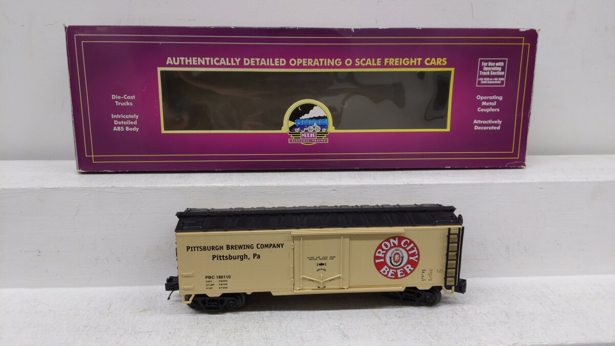 MTH 20-94236  O Gauge Iron City Beer Operating Reefer Car #186110 EX/Box