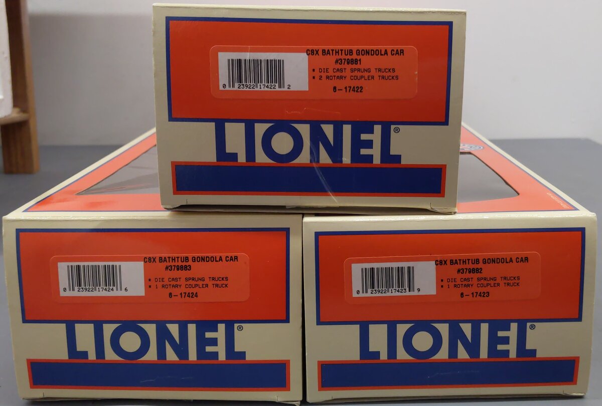 Lionel 6-17421 O Gauge CSX Rotary Bathtub Gondolas (Set of 3) EX/Box