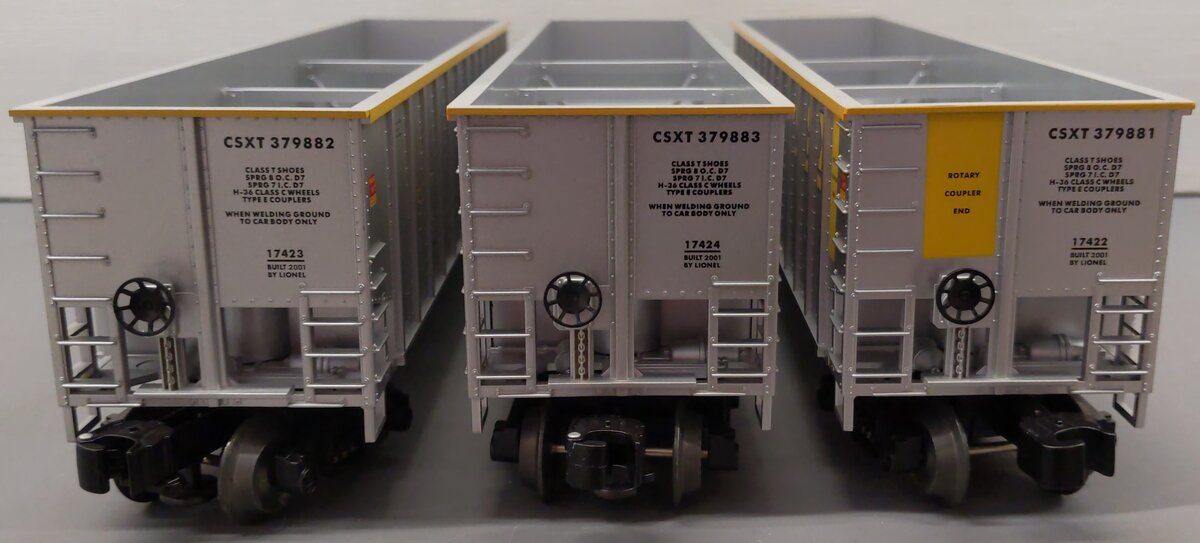 Lionel 6-17421 O Gauge CSX Rotary Bathtub Gondolas (Set of 3) EX/Box