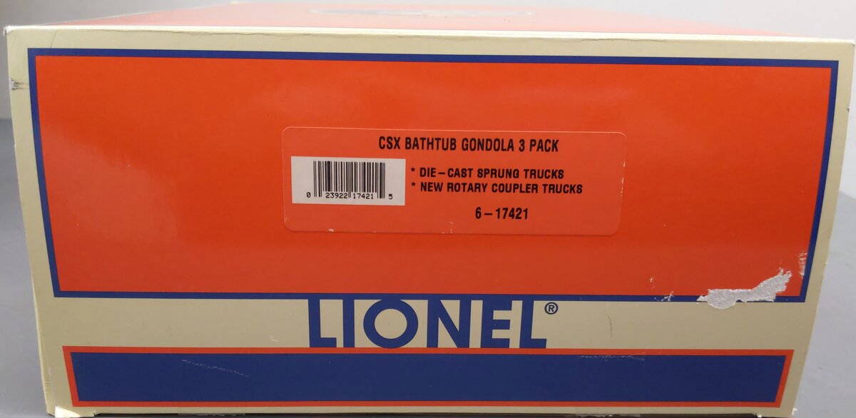 Lionel 6-17421 O Gauge CSX Rotary Bathtub Gondolas (Set of 3) EX/Box