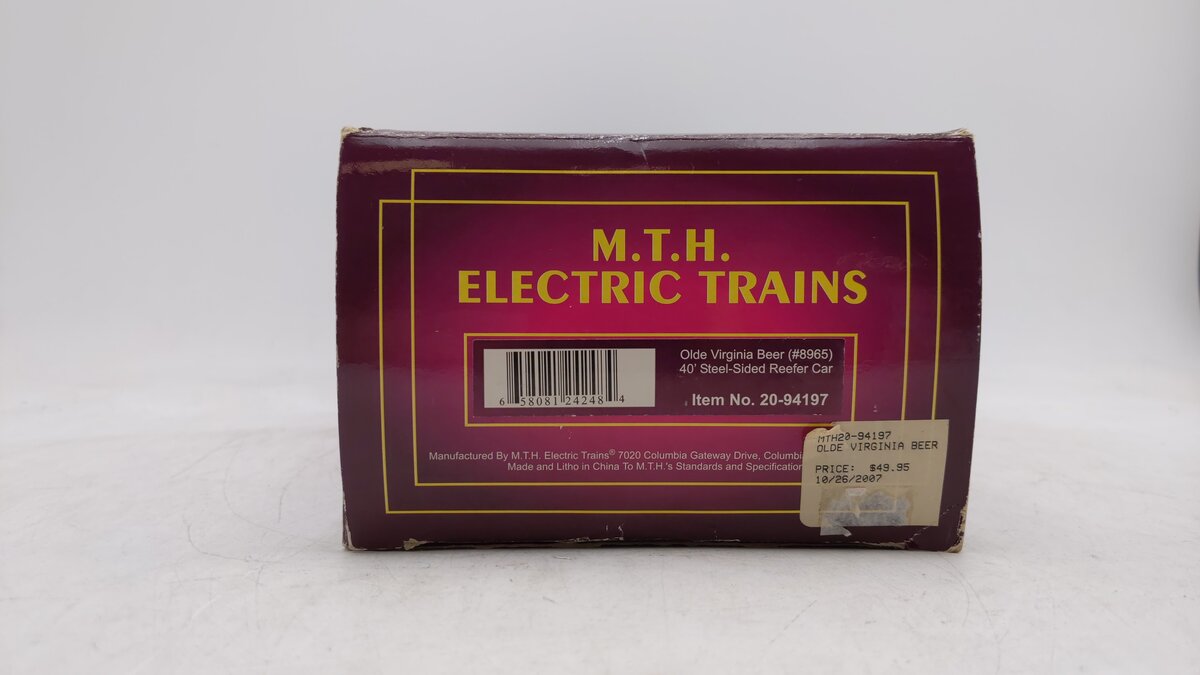 MTH 20-94197 O Olde Virginia Beer Steel-Sided Reefer Car #8965 LN/Box