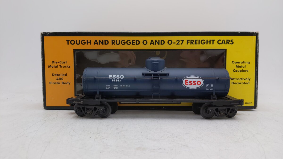 MTH 30-7314 O Gauge ESSO Single Dome Tank Car #91863 EX/Box