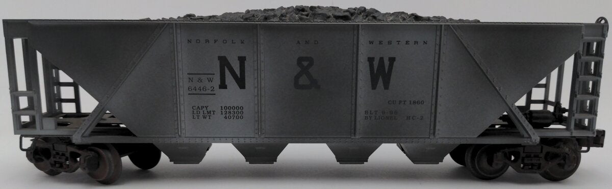 Lionel 6-19325 N&W 4-Bay Weathered Hopper w/ Coal Load #6446 EX/Box
