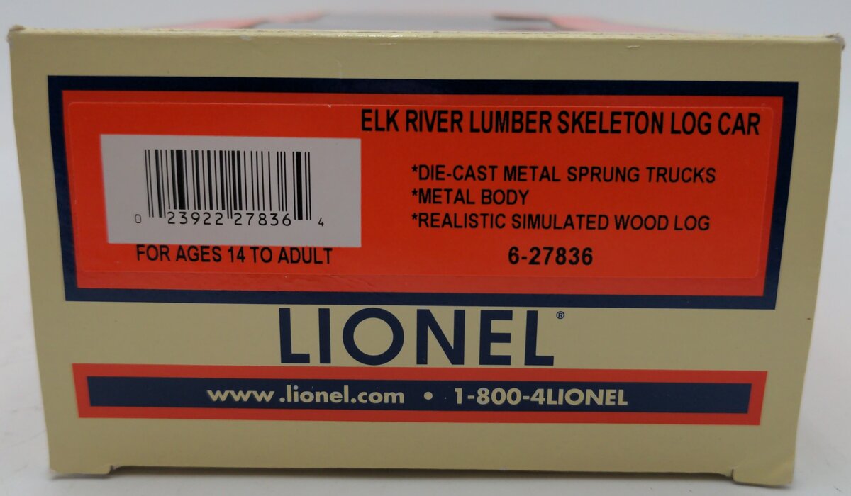 Lionel 6-27836 O Elk River Lumber Skeleton Log Car EX/Box