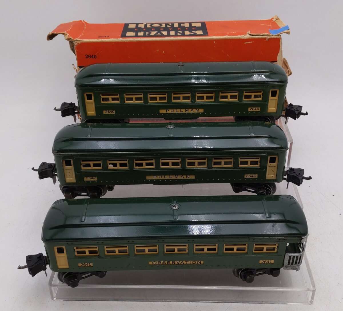 Lionel O Vintage Prewar Pullman Tinplate Passenger Cars #2641 #2640 [3] VG/Box