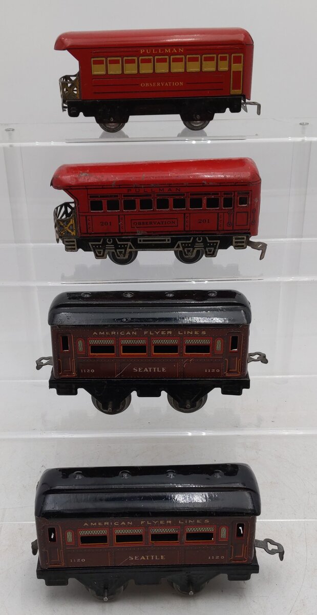 American Flyer O Vintage Prewar Observation Cars: #1120 #201 [4] VG