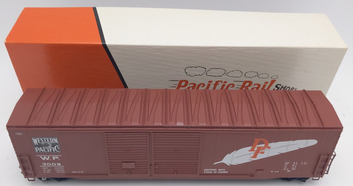 Pacific Rail B-558 S-Scale Western Pacific DBL SLDG DR Boxcar Kit #3009 Assemble EX/Box