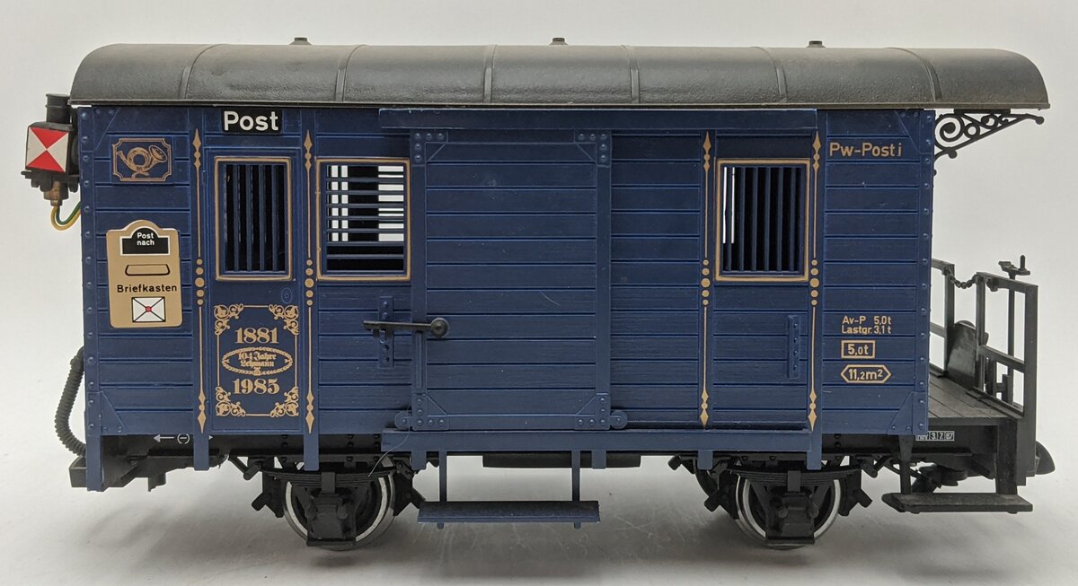 LGB 1985 G Scale Blue Postal Car (Metal Wheels) EX/Box