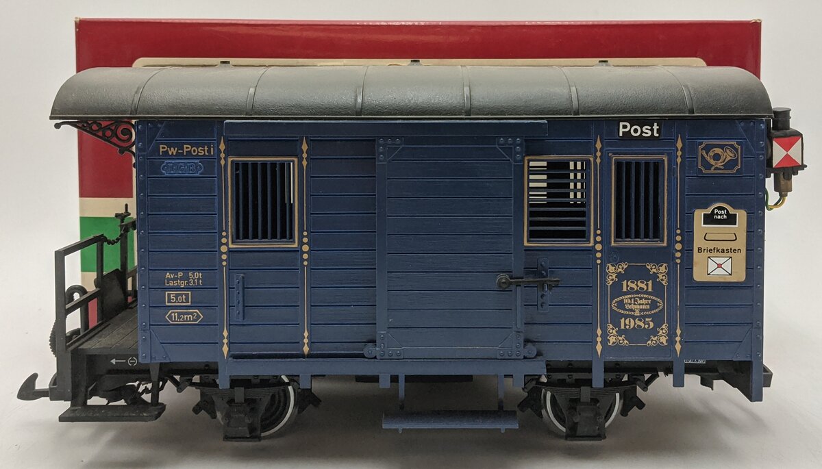 LGB 1985 G Scale Blue Postal Car (Metal Wheels) EX/Box