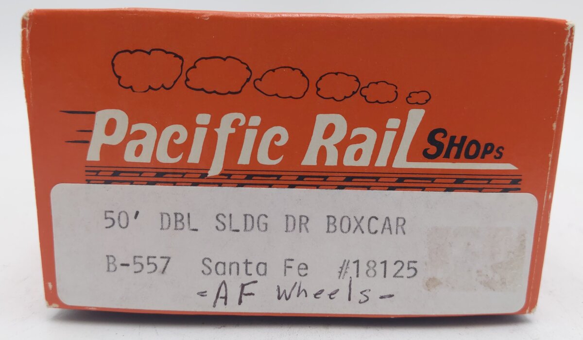 Pacific Rail B-557 S Scale A.T. Santa Fe DBL SLDG DR 50' Boxcar Kit #18125 EX/Box