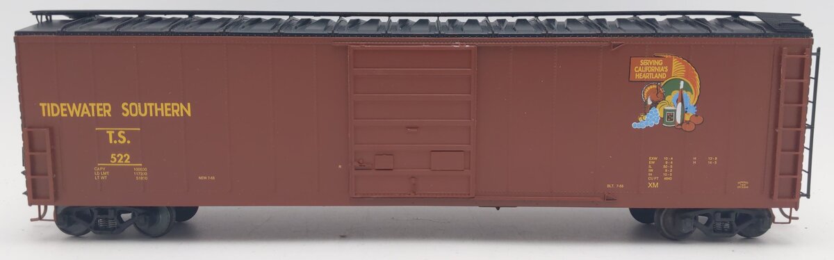 Pacific Rail S-Scale Tidewater Southern 50' SGL DR Pacific Gold Boxcar Kit #522 VG/Box