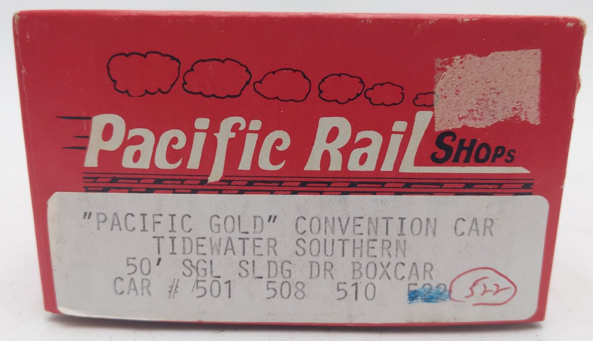 Pacific Rail S-Scale Tidewater Southern 50' SGL DR Pacific Gold Boxcar Kit #522 VG/Box