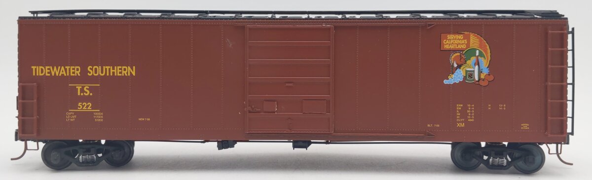Pacific Rail S-Scale Tidewater Southern 50' SGL DR Pacific Gold Boxcar Kit #522 VG/Box