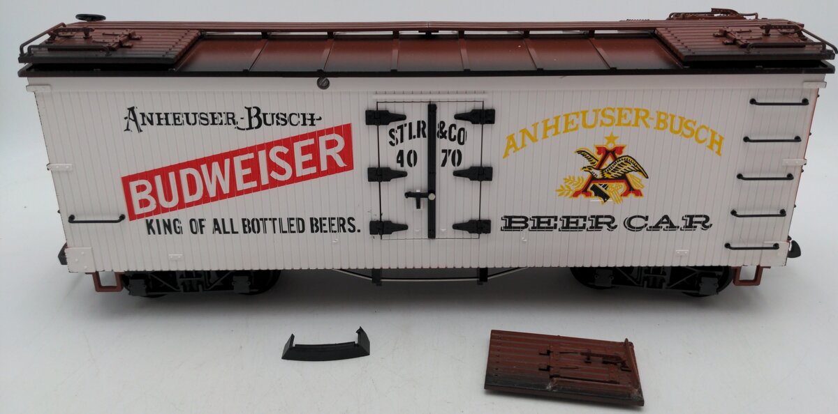 LGB 4070 G Scale Budweiser Woodside Reefer Car #4070 VG/Box