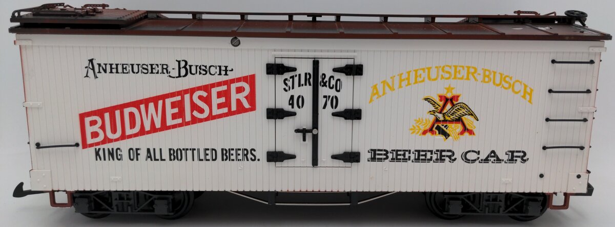 LGB 4070 G Scale Budweiser Woodside Reefer Car #4070 VG/Box
