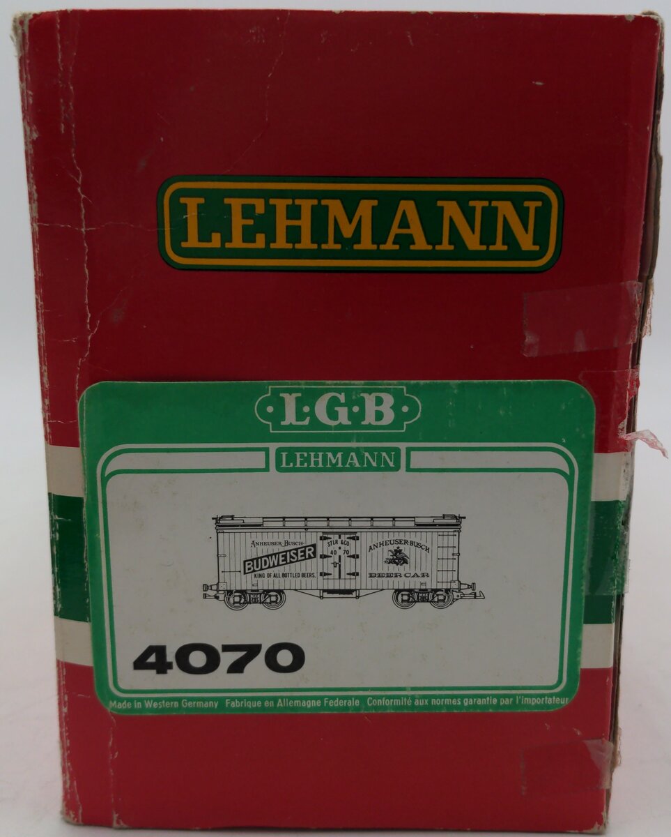 LGB 4070 G Scale Budweiser Woodside Reefer Car #4070 VG/Box