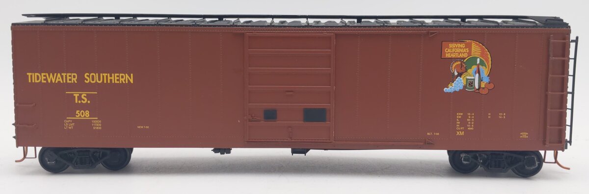 Pacific Rail S-Scale Tidewater Southern 50' SGL DR Pacific Gold Boxcar Kit #508 VG/Box