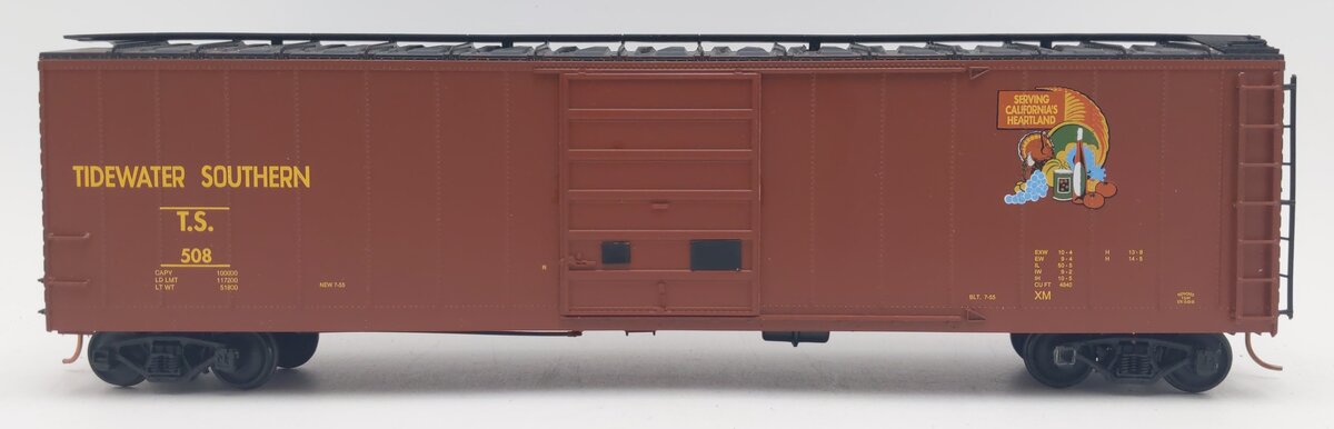 Pacific Rail S-Scale Tidewater Southern 50' SGL DR Pacific Gold Boxcar Kit #508 VG/Box